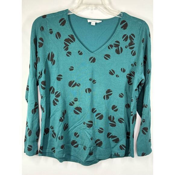 B20 - Chico's Spun Rayon Dots V-Neck Sweater Size 2/Large 12 - Picture 1 of 7